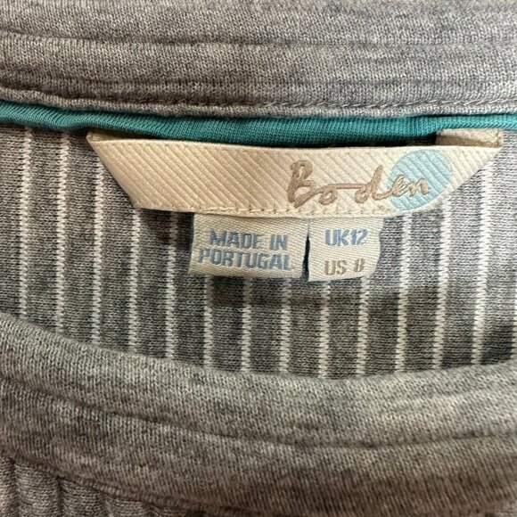 Boden Short Sleeve Ribbed Top in Heather Gray W0067 Size 8 Casual Basic - Picture 4 of 7